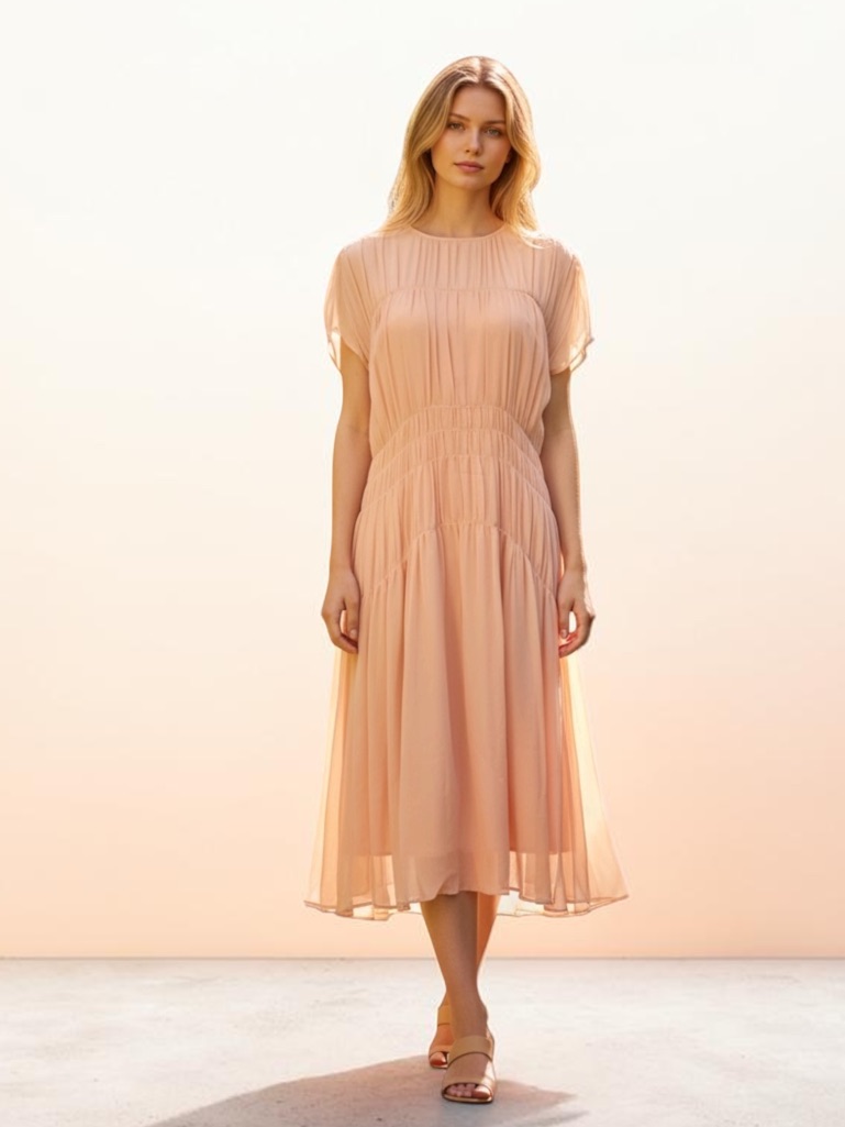 New! Ayr Silk Blush Dress Size Large